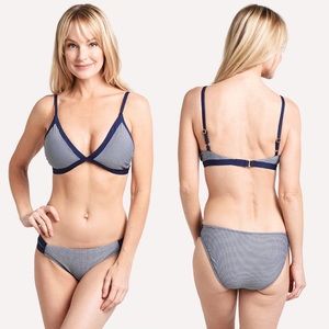 Draper James x Helen Jon Blue White Gingham Two Piece Bikini S Top M Bottom NWT